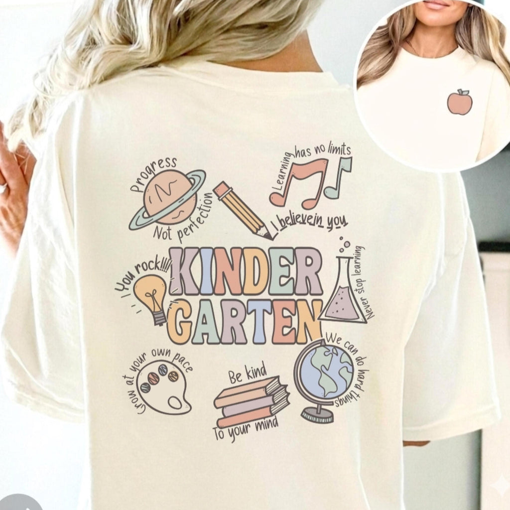 Kindergarten Teacher Shirt - Custom Teacher Shirts | Vintage Font Soft Cotton Tee