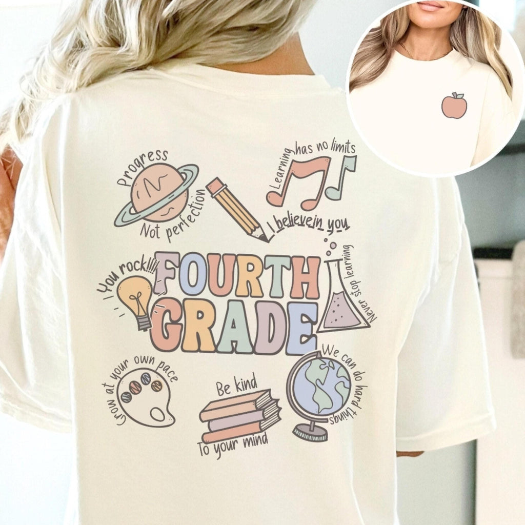 Fourth Grade Teacher Shirt - Custom Teacher Shirts | Vintage Font Tee, Soft Cotton