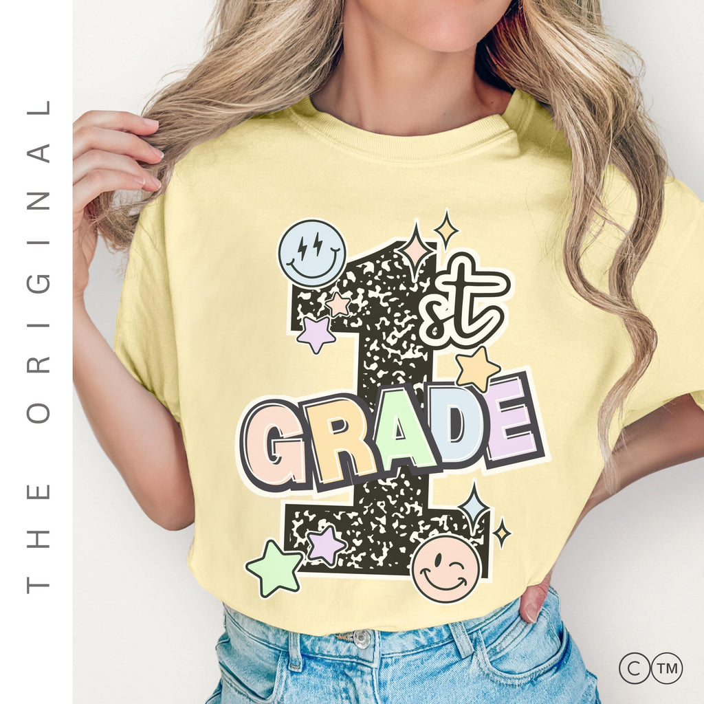 First Grade Teacher Shirt – Cute 1st Grade Tee | Composition Notebook Apparel