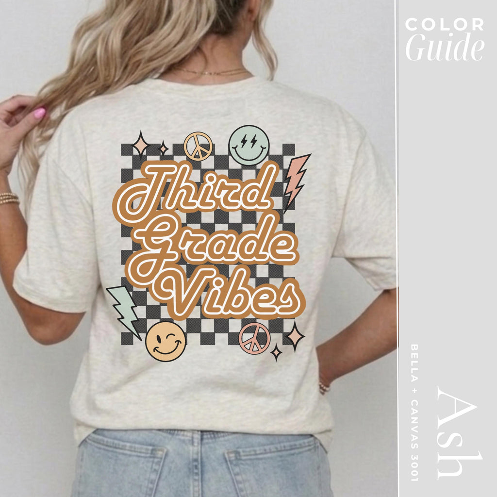Third Grade Teacher Shirt – Retro Checkerboard Design | Vintage 3rd Grade Tee