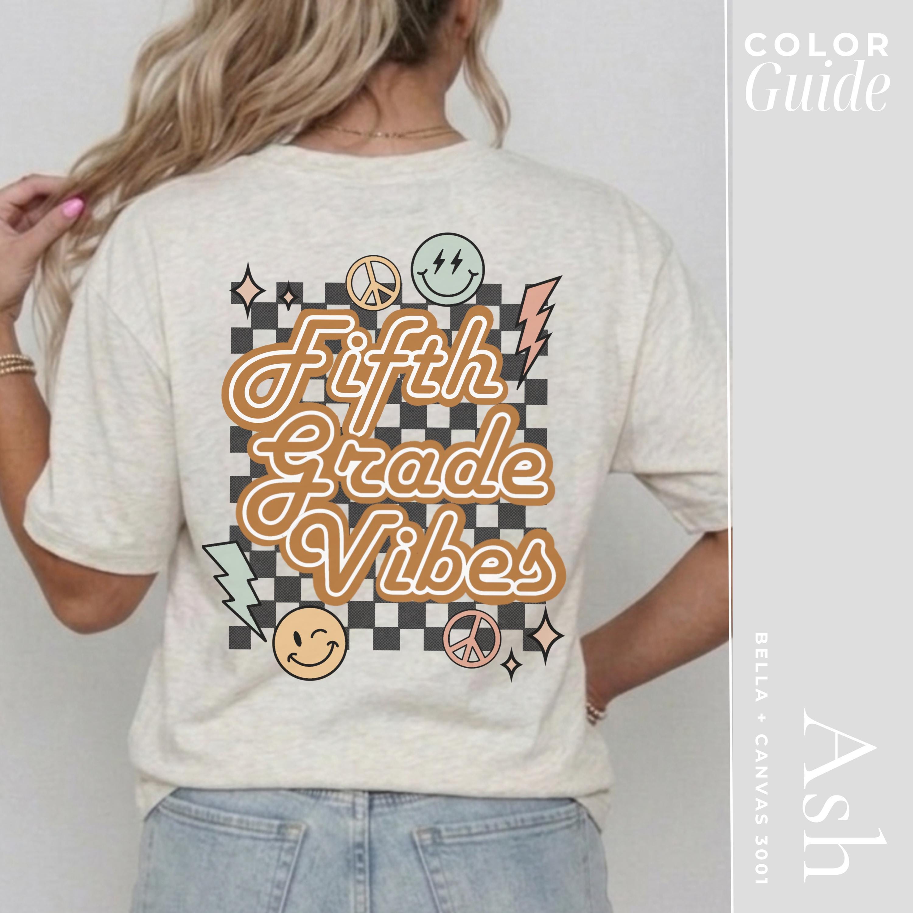 Fifth Grade Teacher Shirt - Retro Checkerboard Design | Comfortable Soft Cotton Tee